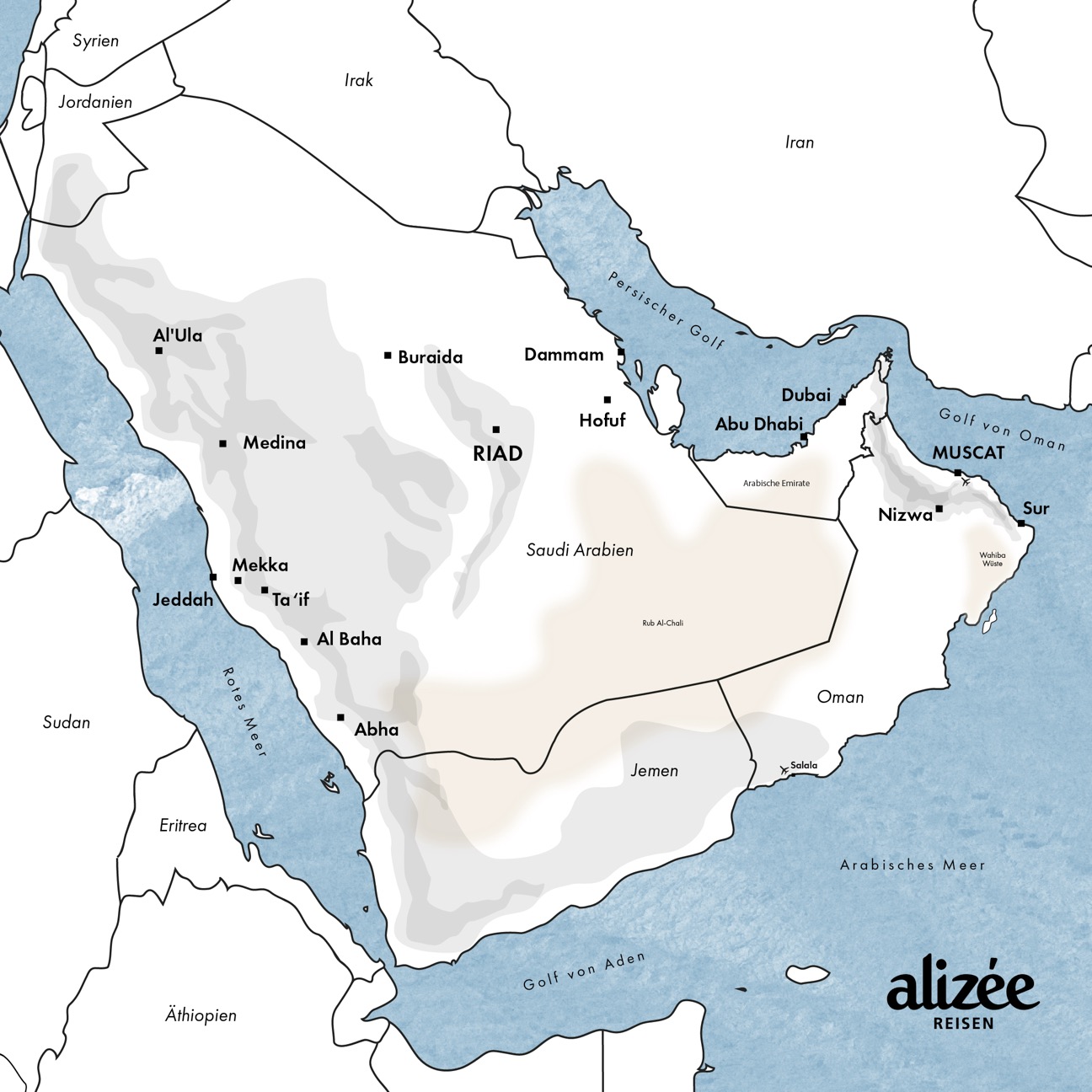 Landkarte Saudi Arabien Reisen