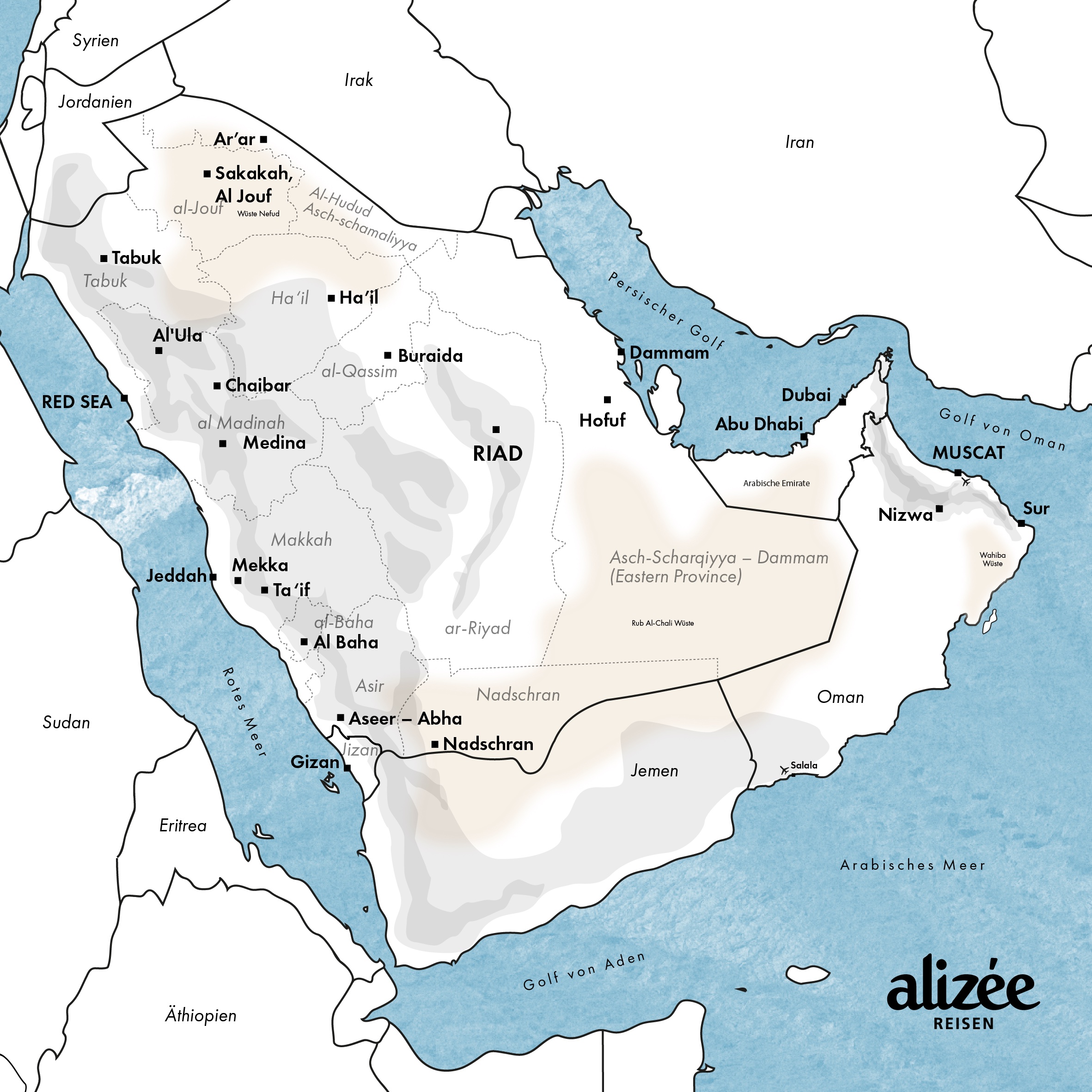 Landkarte Saudi Arabien Reisen